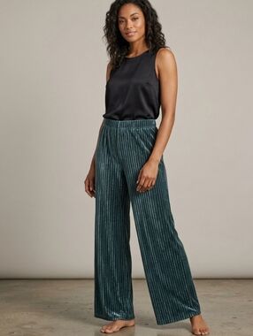 House Of Harlow 1960 Women's Hi-Rise  Pull On Flare Pants Lined Dark Teal Size L